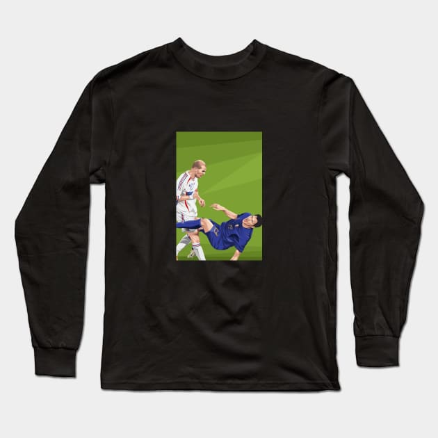 Zinedine Zidane's headbutt on Marco Materazzi Long Sleeve T-Shirt by Arissetyo